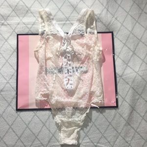 NWT Victoria Secret white lace teddy/bodysuit!